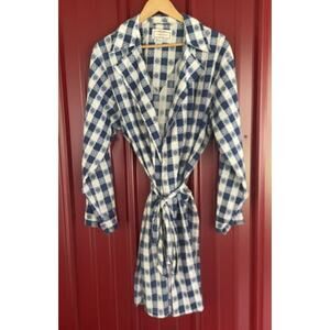 Weldon Robe Pajama Plaid Flour Print Beach‎ Lounge Cotton Mens Large Lightweight